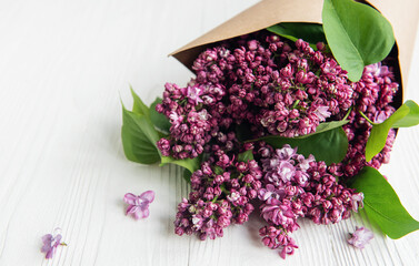 Purple lilac flower bouquet