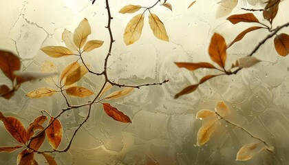 A frosted glass effect in earthy tones, like viewing autumn leaves through a fogged window