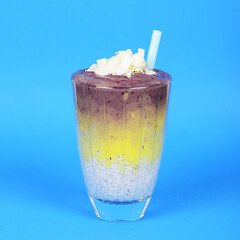 Fruit smoothie is a glass. Healthy breakfast food.	