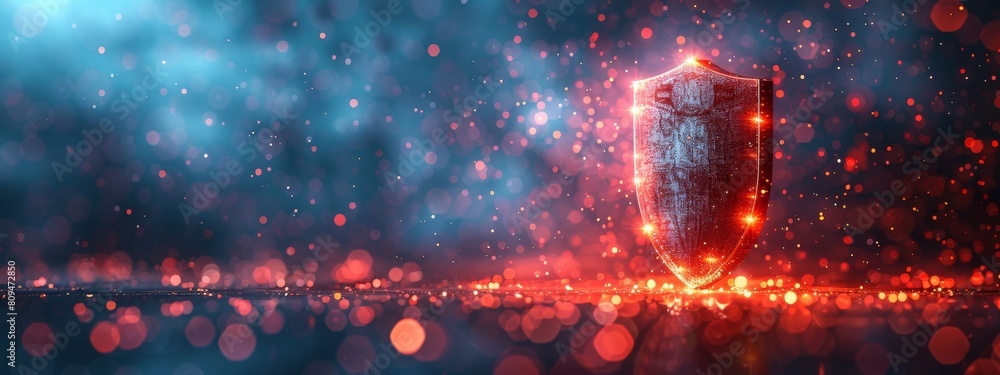 Aufkleber cybersecurity firewall visualized as a digital shield protecting data, styled as minimalistic