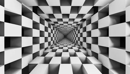 A grid of isosceles triangles arranged in a way that creates an optical illusion of cubes © ZeNDaY