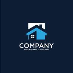 real estate logo design with building and house