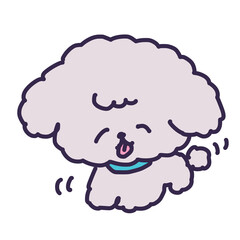 しっぽを振ってる人懐っこいかわいいトイプードルの子犬のイラスト