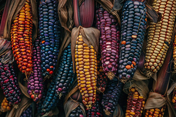 Close up of multi colored Indian corn