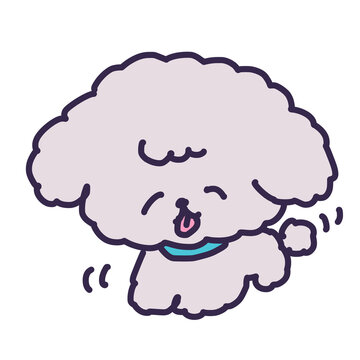 しっぽを振ってる人懐っこいかわいいトイプードルの子犬のイラスト