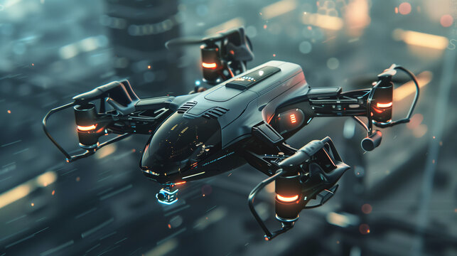  futuristic drone epitomizes efficiency, gliding effortlessly through the air