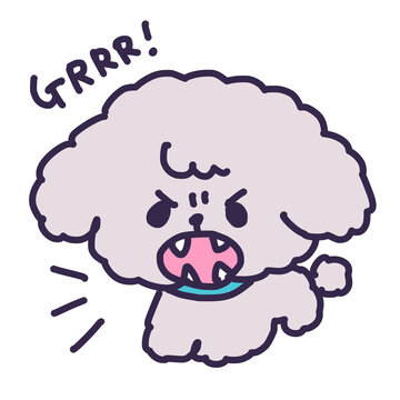 威嚇して吠えているかわいいトイプードルの子犬のイラスト