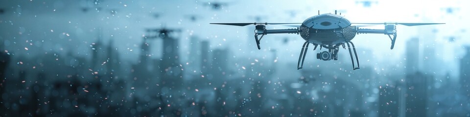 Futuristic Mosquito Control Drone Patrolling Urban Areas with Advanced Sensors to Detect and