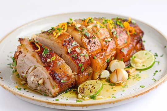Ajo's Lechon Asado: Elegantly Presented Pork Shoulder with Chicken Stock