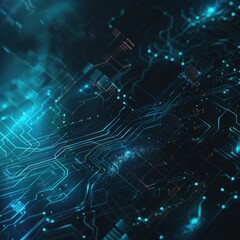 Obraz premium Cyberspace data transfer technology background colorful connectivity lines across circuit board, modern progress computer software abstract style
