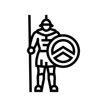 recommend clip art: warrior soldier roman greek line icon vector. warrior soldier roman greek sign. isolated contour symbol black illustration