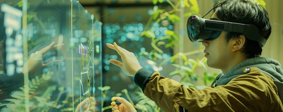 A mixed reality workshop where participants use augmented reality to visualize complex project data