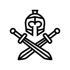 badge ancient soldier line icon vector. badge ancient soldier sign. isolated contour symbol black illustration