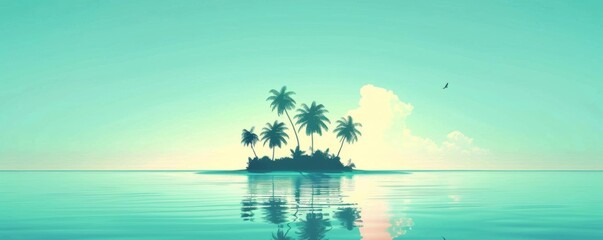 Island silhouette from beach flat design top view tranquil theme animation Complementary Color Scheme