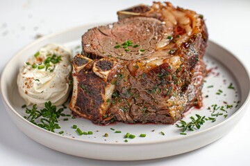 Perfectly Roasted Air Fryer Prime Rib with Velvety Horseradish Sauce
