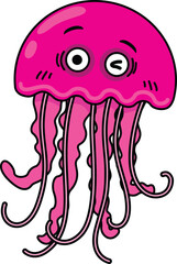 illustration of jellyfish outline white on background vector