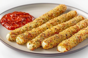 Cheesy Air Fried Mozzarella Sticks with Herb Infused Marinara