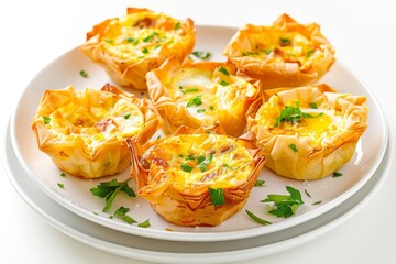 Mini Quiches with Chorizo and Melted Cheese in Phyllo Cups