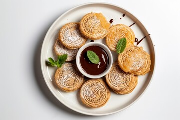 Gourmet Air Fryer Fried Oreos with Chocolate Ganache and Mint Leaves