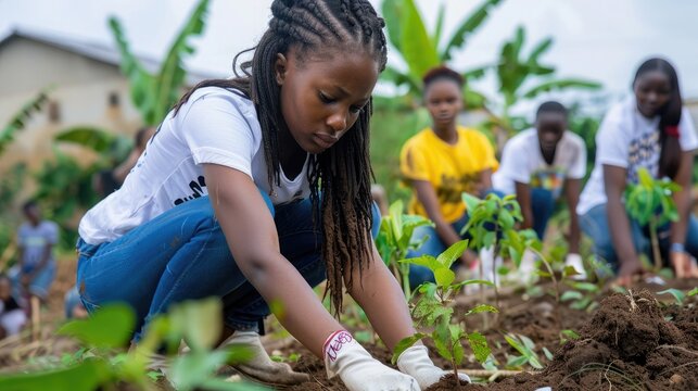Teenagers engaged in a community service project to commemorate International Youth Day