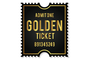 Golden ticket. Vip golden ticket. Realistic golden gradient ticket. 11:11