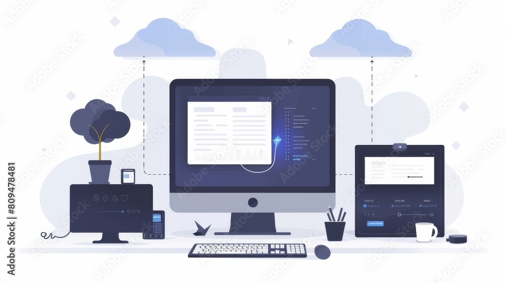 Poster detailed setup of iot applications in a home office for better workflow