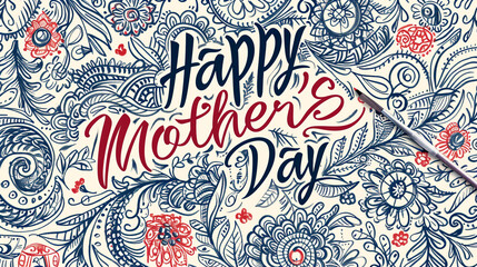 A sophisticated Mother's Day card with intricate patterns and "Happy Mother's Day" written in elegant calligraphy.