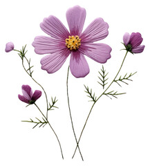 PNG Purple wildflower embroidery style blossom.