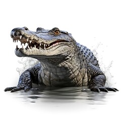 Obraz premium A Crocodile Isolated Against a Serene Background: Solitude in the Wild