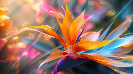 Fototapeta premium Serenity's Whisper: The Strelitzia whispers secrets of serenity, its presence a calming influence in the garden.