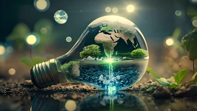 Ecology and world water day , Light bulb idia with environmental protection and save earth water