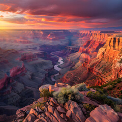 Breathtaking Sunset Over the Grand Canyon: United States Must-Visit Travel Destination