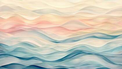 An abstract wave pattern made of pastel hues, evoking the peaceful ebb and flow of the ocean