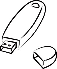 筆書きビジネスアイコン　USBメモリ