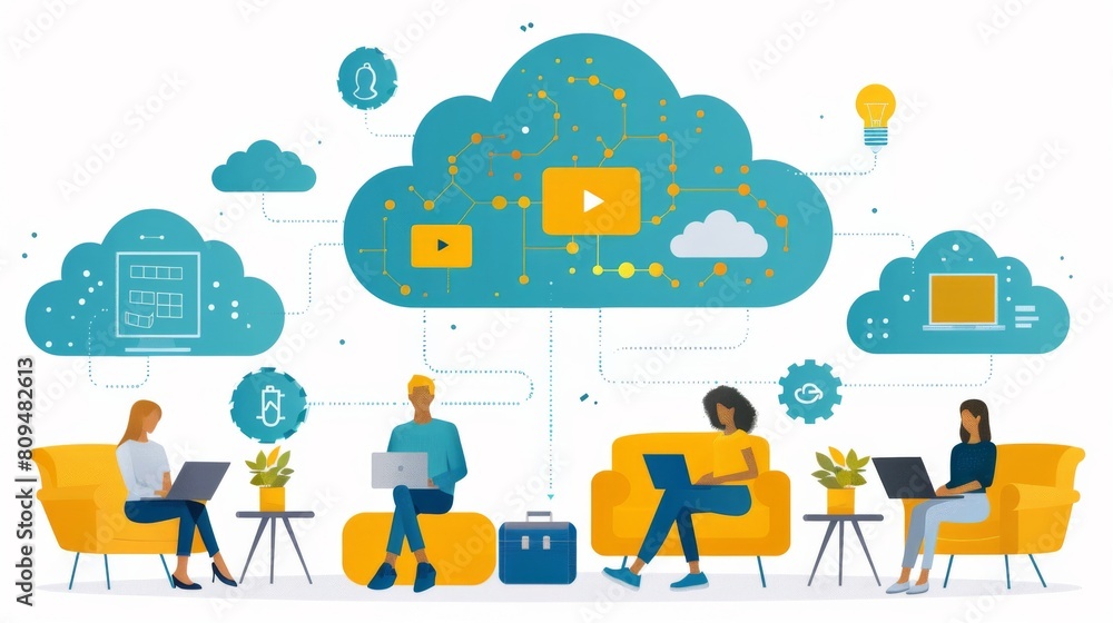 Aufkleber employees using cloud computing to reduce carbon footprint