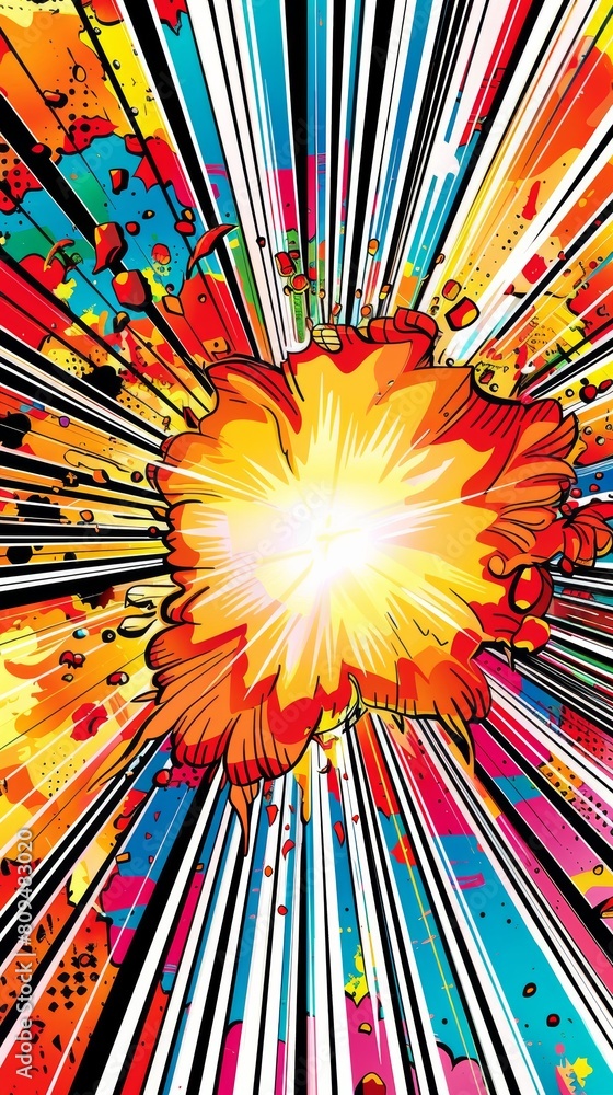 Poster explosive pop art background with splatter effect