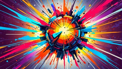 Fototapeta premium カラフルな爆発イラスト,Generative AI AI画像