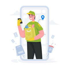 Food courier delivery service illustration