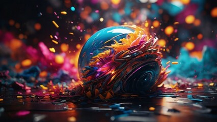 激しくぶつかり合う球体CGアート,Generative AI AI画像