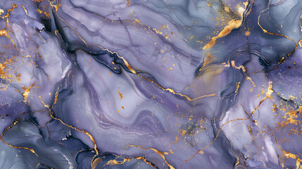 Abstract lavender  dark blue marble pattern with gold streaks giving a rich stone-like texture