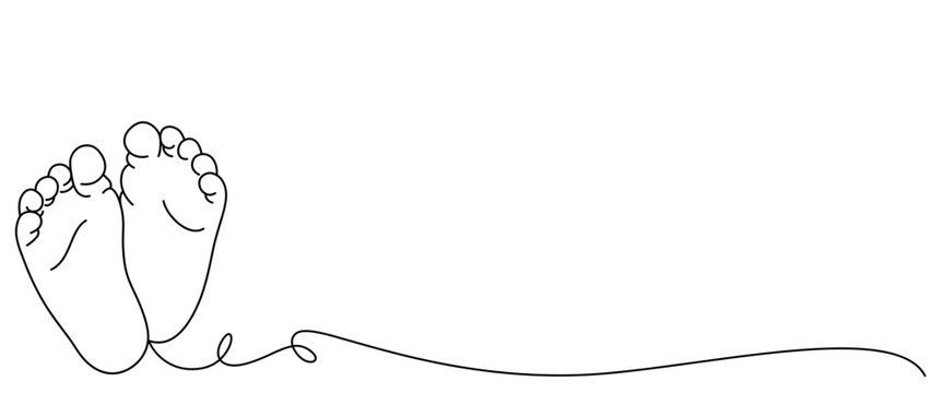 recommend clip art: baby feet line art style. children's day elements.