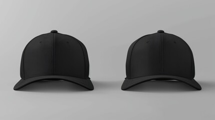 Black Snapback Cap Mockup Template for Branding and Advertising Apparel on Grey Background