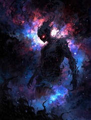 Fototapeta premium 黒い人型のモンスター,Generative AI AI画像