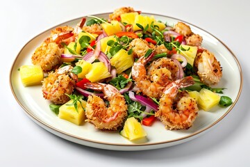 Crisp Coconut Shrimp and Pineapple Salad with Tangy Thai Sauce