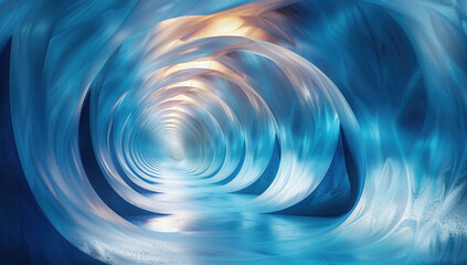  3d render, abstract background with blue waves. Created with AI