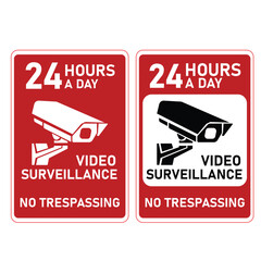 Security surveillance warning sign and labels, property under surveillance camera Symbol Sign, Vector Illustration, Isolate On White Background Label