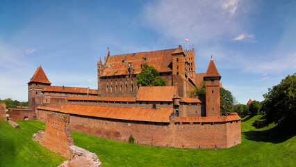 Castle in Malbork, Poland, fragment, on the right bank of the Nogat River, built in several stages from 1280 to the middle 15th century by the Teutonic Order.