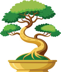 Bonsai tree Vector Flat Icon, bonsai tree illustration