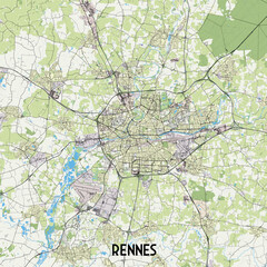 Rennes France map poster art