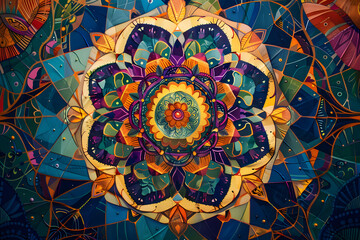 A mandala made up of complex geometric patterns.